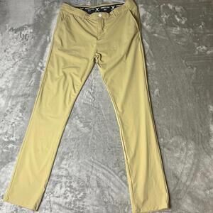 Kenneth Cole Golf Tech Pants Mens 34x32 Khaki Stretch Flat Front Straight‎ Fit